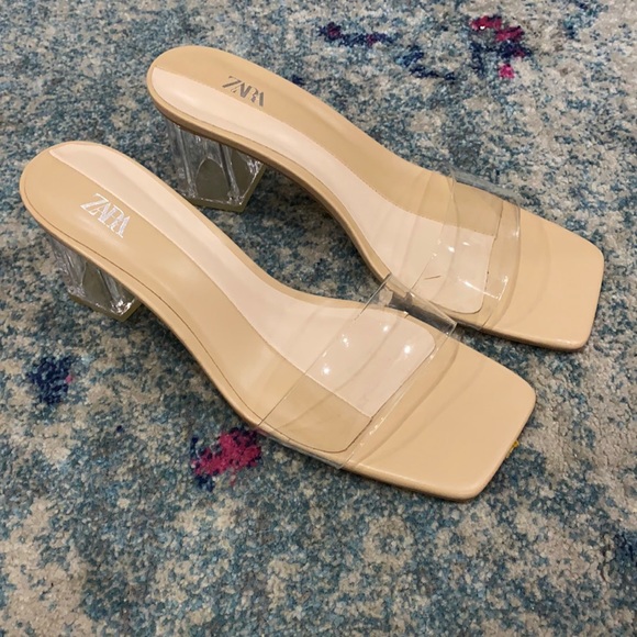 Zara clear heel sandals 42